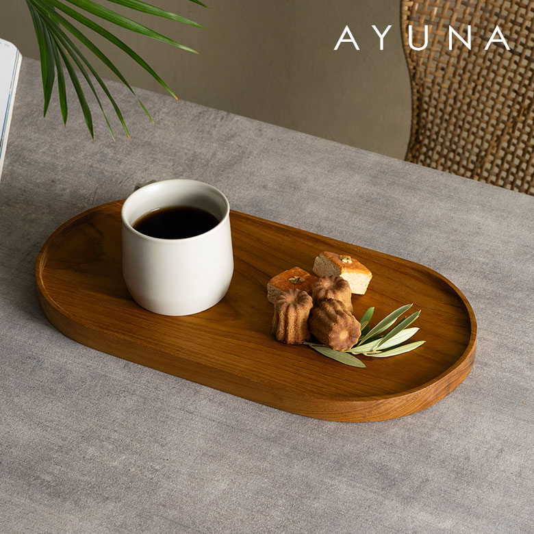 【最大2000円クーポン】 トレー お盆 木製 オーバル Ayuna トレイ ランチョンマット カフェトレー おし..