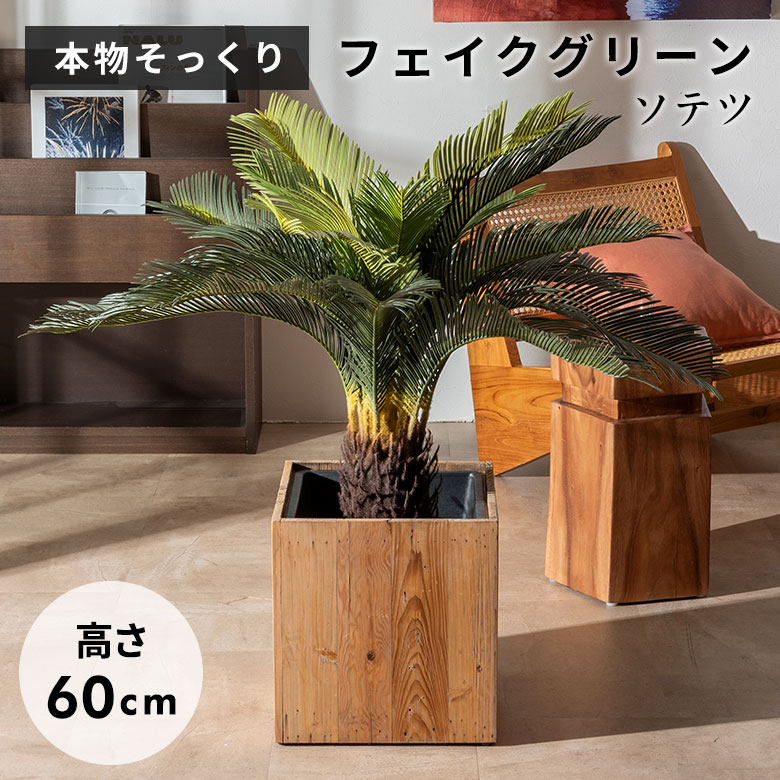 フェイクグリーン ソテツ 60cm 6号鉢 観葉植物 水やり不要 フェイク おしゃれ 卓上 小さめ 玄関 リビング 室内 日陰 屋外 人工植物 造木 枯れない 植物 グリーン 緑 造花 オフィス 店舗装飾 インテリア アジアンフェイクグリーン アジアン雑貨 [67282]