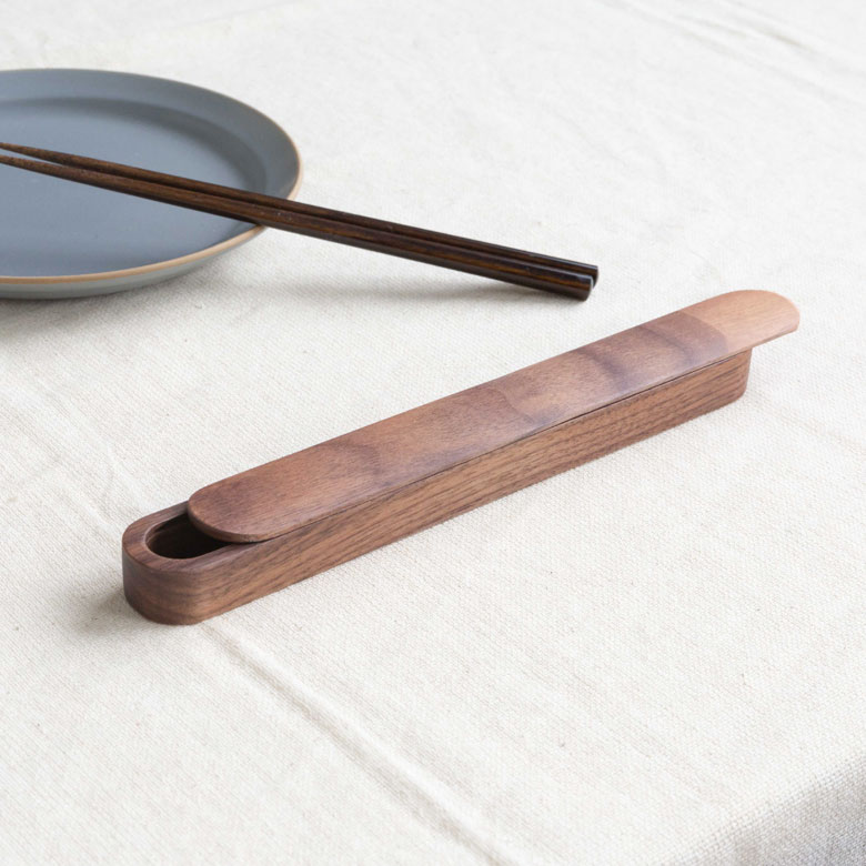 【最大2000円クーポン】 箸箱 はしケース 木製 ナチュラルブラウン スライド式 21cm 天然木 ウォルナッ..