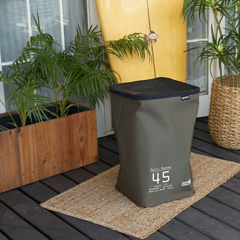 バスケット ランドリーバッグ 35L ワンショルダー リュック 耐水 防水 EVA [97015]【 ランドリーバスケット 収納 収納ボックス 洗濯かご 着替え アウトドア キャンプ レジャー 新聞入れ おしゃれ メッシュ蓋 スタッキング ガーデン 釣り サーフィン 西海岸 海 】