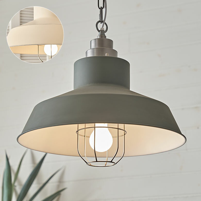 【全品ポイント5倍！11/18限定】 ペンダントライト 照明 1灯 LED対応 白熱球付き E26 口金 100W 約 W 43cm D 43cm H 106cm アイボリー グレー スチール 天井照明 吊り下げ シーリングライト キッチン リビング ダイニング 寝室 玄関 ヴィンテージ風 ON OFF おしゃれ[94798]