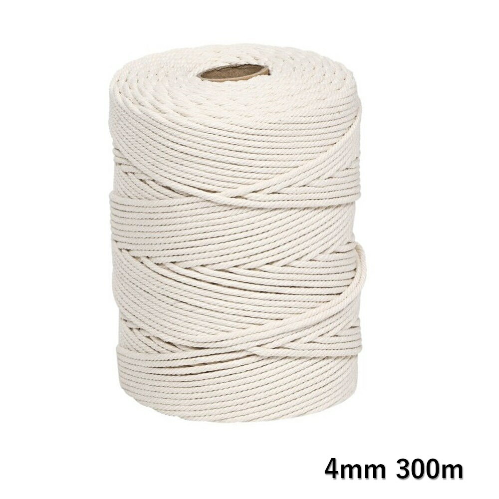 マクラメ コード 4mm 300m 紐 コットン 綿 糸 ロープ マクラメ編み タペストリー DIY ハンドメイド ベージュ 生成