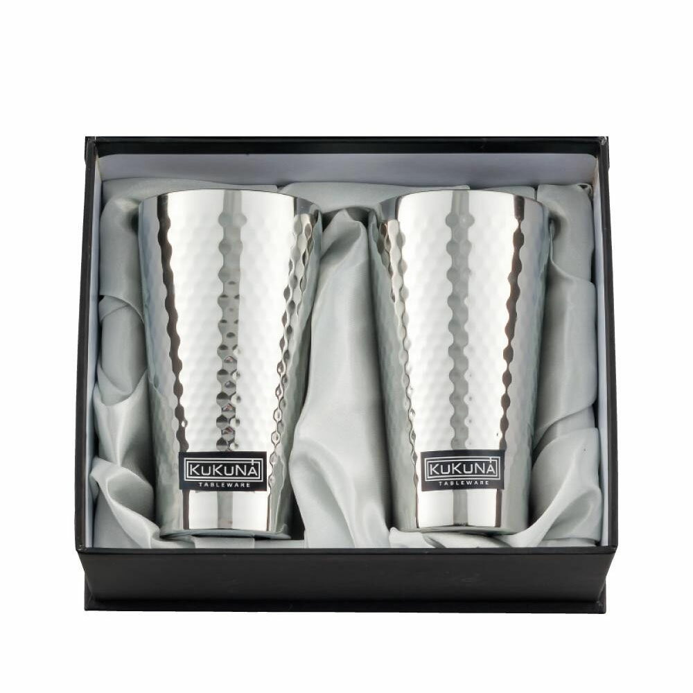 KUKUNA TABLEWARE ステンレスタンブラー 350ml 2客セット(ミラー、槌目仕上げ) 1163-029