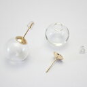 ガラスドーム（直径16mm）sgy-1735piercing-gold-20p（ガラスドーム ボール 穴あき 球 ピアス金具 ピアス ハンドメイド パーツ 材料 資材）