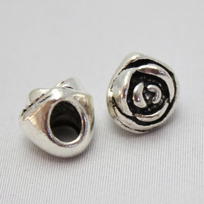 銀古美　花型 スペーサー【1個】 [10mm×10mm×10mm] sgy-899【メール便可】( アクセサリーパーツ ネックレス パーツ フラワー 花 ハンドメイド 材料 素材 金具 アンティークシルバー 銀 シルバー 装飾）