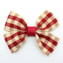 【4個パック】リボンモチーフ 【チェック柄 アイボリー& レッド】【7.5cm×5.5cm×1.0cm】sgy-1624e-4p (リボン モチーフ チエック ...