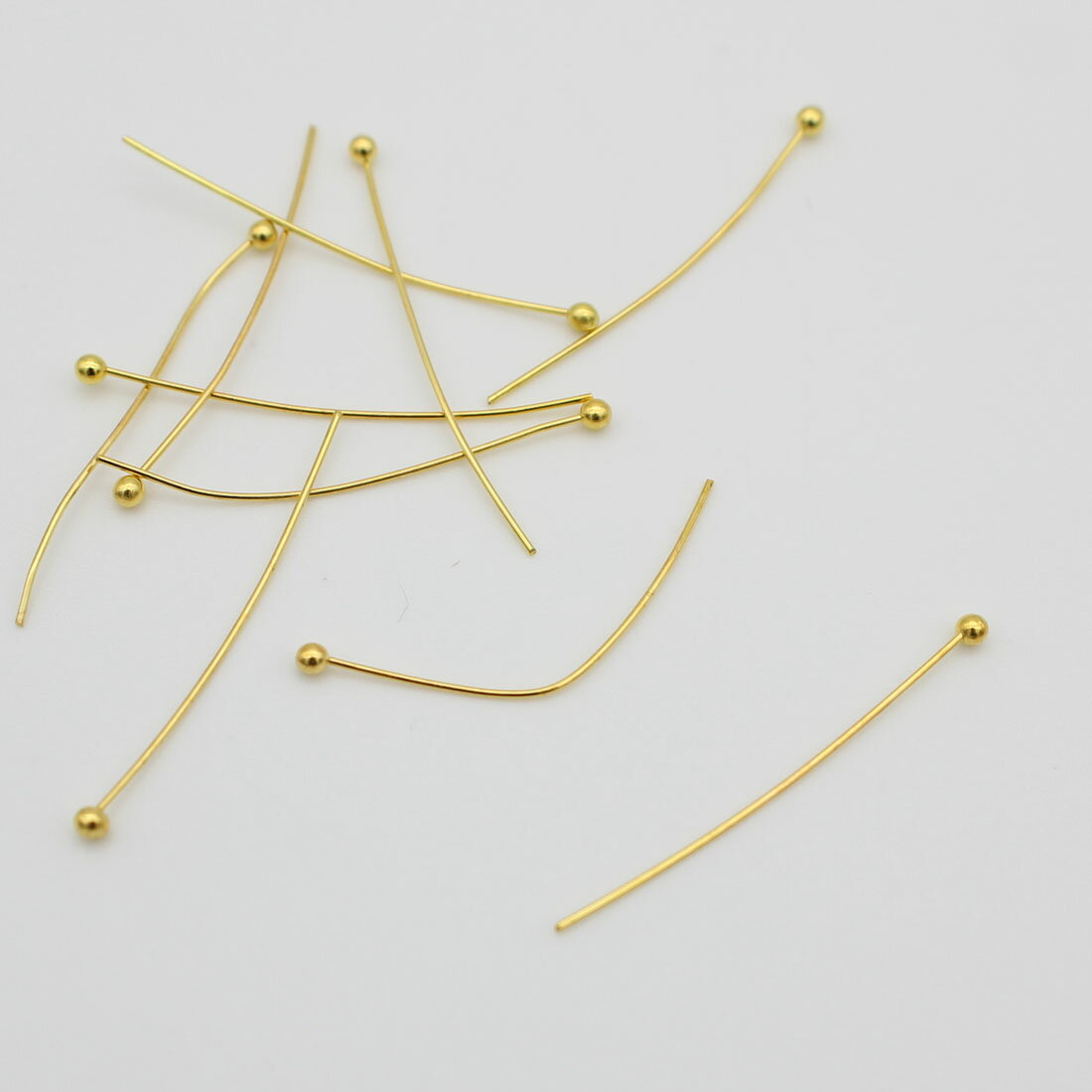 【50本パック】ボールピン [長さ 30mm, ゴールド 色, 銅製] sgy-934-a-50p (ピン 玉ピン 丸玉ピン 接続..