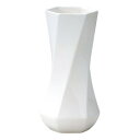 陶器花瓶 モノトーンフラワーベース 六角ひねり M ホワイト 9×H18cm 005-B/WH【KEI ケー・イー・アイ 4530254056813】