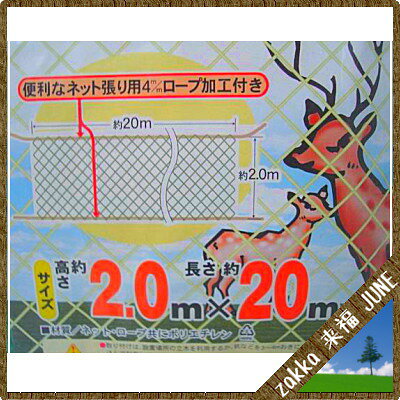 日本マタイ 鹿侵入防止ネット 2×20m 18cm菱目 グリーン【獣害 防獣網 4989156004130】