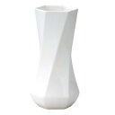 陶器花瓶 モノトーンフラワーベース 六角ひねり L ホワイト 12×H24cm 005-A/WH【KEI ケー・イー・アイ 4530254056790】