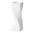 陶器花瓶 モノトーンフラワーベース 角型ひねり S ホワイト 2個組 5.5×H16cm 004-C/WH【KEI ケー・イー・アイ 4530254056776...