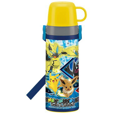 ポケットモンスター 超軽量 コンパクト 2WAY 中栓 ステンレスボトル 600ml 「サン＆ムーン」【あす楽】ステンレス水筒 ダイレクト水筒 直飲み コップ付き 保冷 保温 ランチ ポケモン ピカチュウ 遠足 男の子 かわいい おしゃれ 内祝い