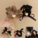 【送料無料】 シュシュ ヘアゴム 大人 ハートリボン付き レディース ヘアアクセサリー かわいい 細め 髪飾り 髪留め ポニー おしゃれ ヘア ゴム ヘアアレン...