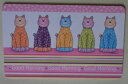 カッティングボードスマイルキャット　ピンクねこが可愛いお皿と兼用で使えるまないた5匹のネコからのメッセージはGood Morning
