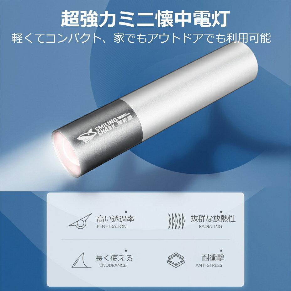 懐中電灯 ミニサイズ ハンディーライト コンパクトで持ち運び便利 三つモード調整 充電式 生活防水仕様 アウトドア