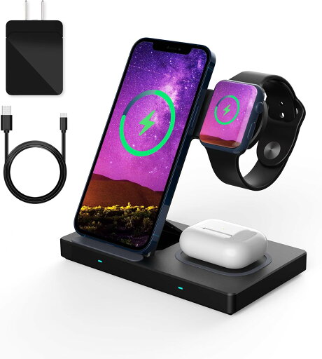 3in1ワイヤレス充電器 apple watch充電器 置くだけ充電スタンド 15W/10W/7.5W 最大15W出力 USB Type-Cポート 折り畳み式 for iPhone 14//13 Mini/13 Pro/13 Pro Max/ 12/12pro/12 pro max /12 Mini /11 /11pro /11 pro max/Xs /Xなどqi対応機種 急速充電 アダプター付き 3in1ワイヤレス充電器 apple watch充電器 置くだけ充電スタンド 15W/10W/7.5W 最大15W出力 USB Type-Cポート 折り畳み式 for iPhone 14//13 Mini/13 Pro/13 Pro Max/ 12/12pro/12 pro max /12 Mini /11 /11pro /11 pro max/Xs /Xなどqi対応機種 急速充電 アダプター付き