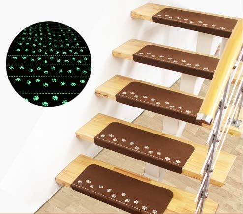 階段マット 階段滑り止め 階段滑り止めマット蛍光 階段カーペットマット 防音 キズ防止 折り曲げ付 階段クッション 洗える可能 15枚入り