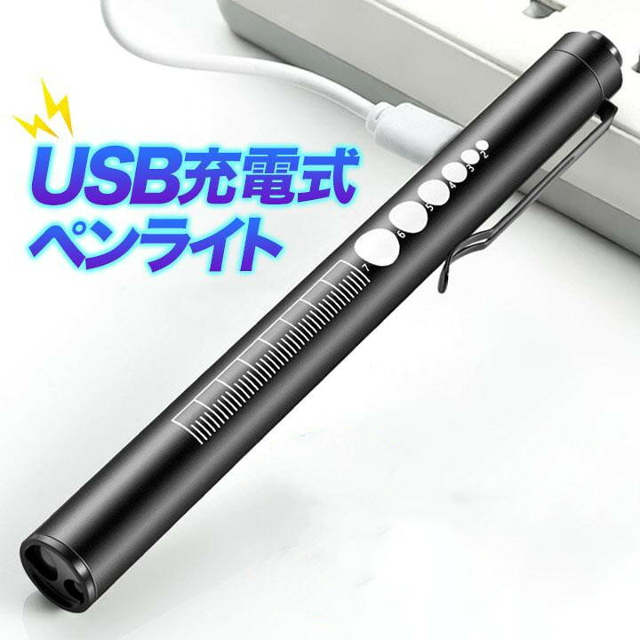 ペンライト led 充電式 USB充電 白色 暖色 瞳孔 懐中電灯 夜勤用 小型 看護師 介護のサムネイル