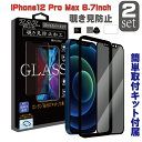 【2枚セット】 ガラスフィルム iPhone 12ProMax 対応 覗き見防止 3D 全面 フルカバー プライバシー保護 ガラス フィルム 液晶保護 AGC旭硝子 素材使用 硬度9H glass-film-271-2set