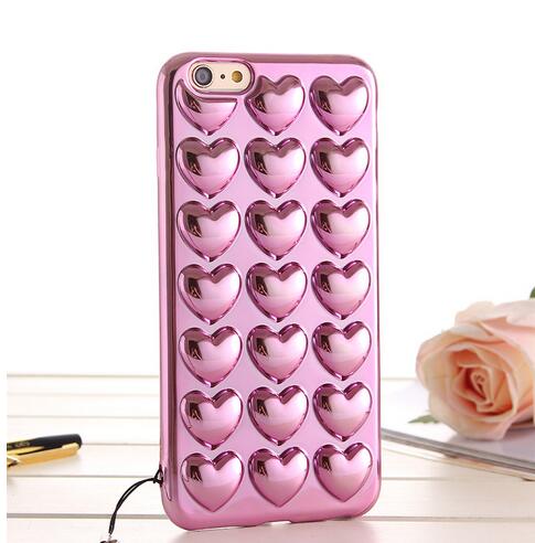  iPhone SE3 / SE2 / 7 / 8 対応 スマホケース ソフトケース ケース カバー ハート メタリック 光沢 かわいい ピンク シルバー インスタ映え ストラップ付き 便利 模様 目立つ キレイ 綺麗 光輝 tpu heart