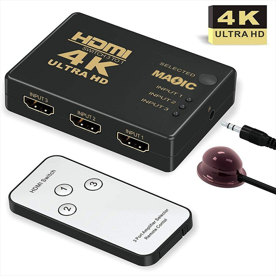 HDMIセレクター 切替器 分配器 3入力1出力 HDMI 4K30Hz HDMI1.4b HDCP2.2対応 高解像度 手動切替機能搭載セレクター4…