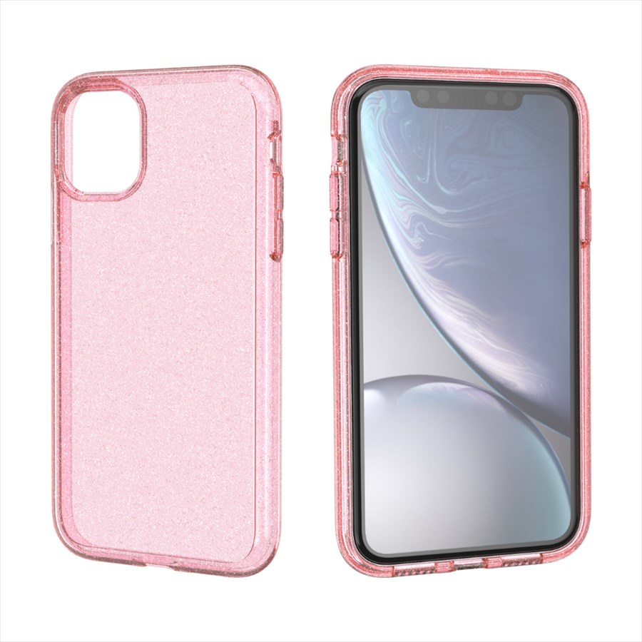 iPhone13 (6.1inch) 背面タイプ ケース カバー glitter tpu case TPU素材 クリアケース 透明ケース ラメ キラキラ グリッター シャイニー ピンク