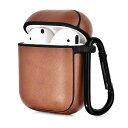 【処分特価】 AirPods 1/2 対応 ケース カバー アクセサリ 分離式 上下分離タイプ 耐衝撃性 防水 落下防止 ワイヤレス充電 レザー 合皮 シンプル スタイリッシュ おしゃれ ブラウン(2)