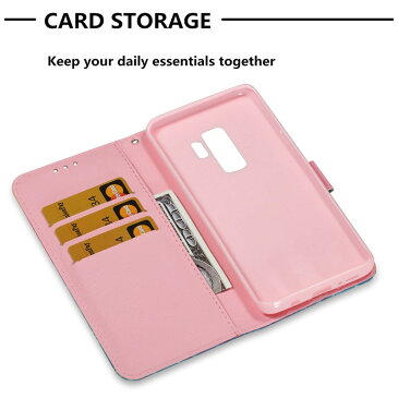 Galaxy S9 手帳型スマホケース かわいい ピンク ホログラム キラキラ エッフェル塔 フラワー 薔薇 レザー 合皮 マグネット開閉 閉じたまま通話可能 カード収納 スタンド機能付き ストラップ付き docomo ドコモ au SC-02K SCV38