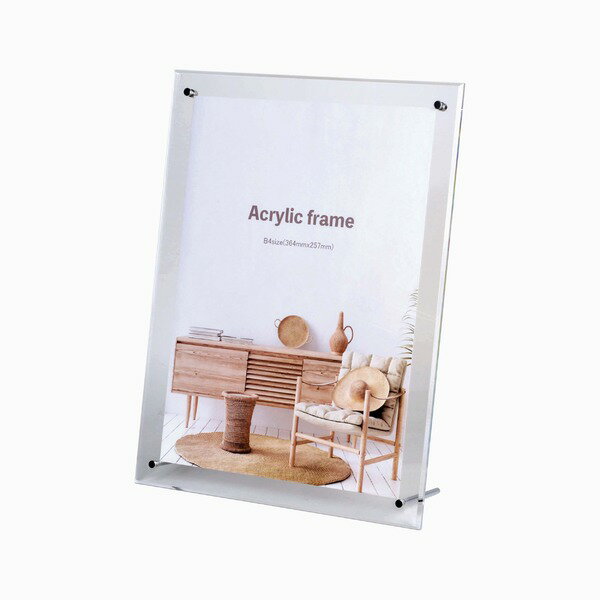 アクリルフレーム B4 364×257mm スタンド付・吊り下げパーツ付き 縦横兼用 透明アクリル 写真立て 額 ..