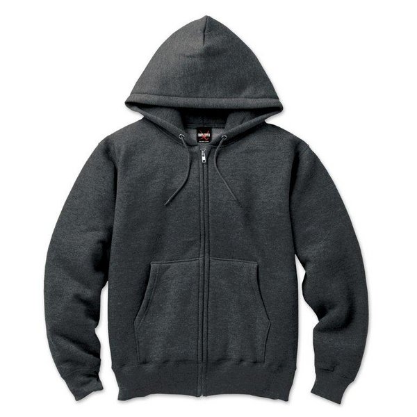 裏起毛 フルジップ パーカー XLサイズ チャコールグレー 12.5oz ヘビーウェイト 綿混 コットン混 保温力抜群 男女兼用 (メーカー直送)