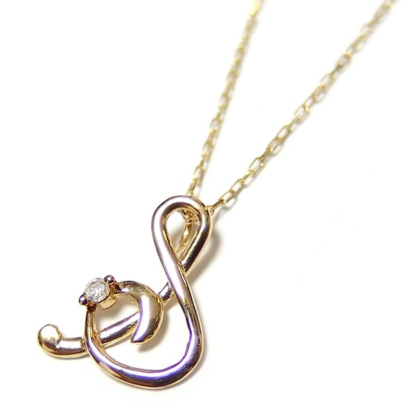 イニシャル ネックレス ダイヤモンド ネックレス 一粒 0.01ct K18 ゴールド 文字 S ダイヤネックレス ペンダント(メーカー直送)