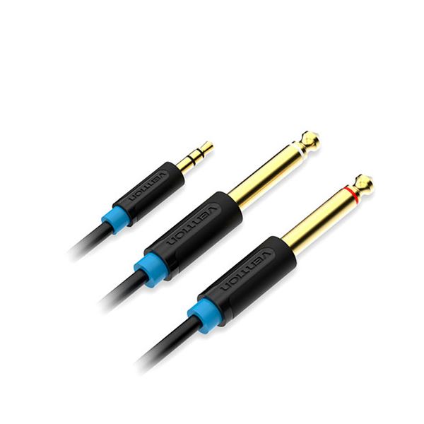 【5本セット】 VENTION 3.5mm Male to 2*6.5mm Male オーディオケーブル 1.5m ブラック BA-5428X5(メーカー直送)