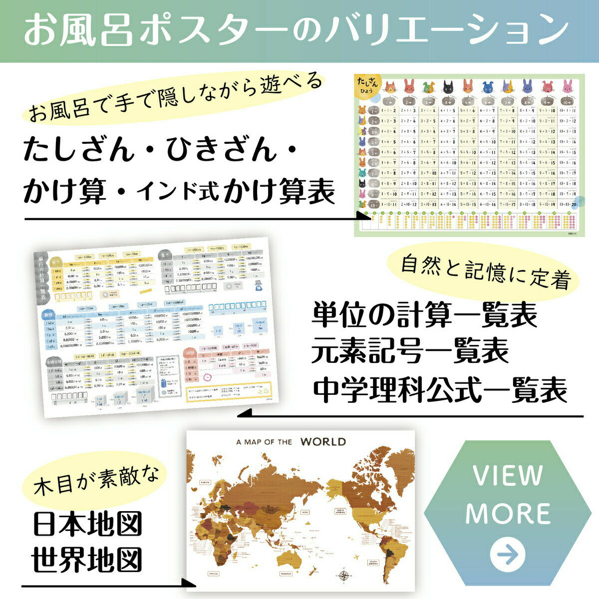 お風呂ポスター【ひきざんいぬねこうさぎデザイン】学習ポスターA2(60times;42cm)ノートライフ日本製知育算数防水ポスター学習お風呂おふろぽすたーギフトプレゼントおすすめおしゃれインテリア中学受験おもちゃ1歳