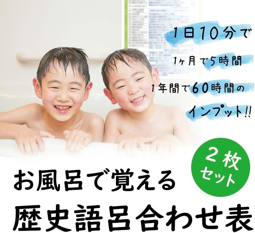 お風呂ポスター【 面白い語呂合わせで覚える 日本史 歴史 】 勉強 ポスター A2 (60×42cm) EY 社会 学習 受験 防水 （2枚セット）【 お風呂 ポスター 教材 世界史世界史 小学校 高学年 中学入試 受験 浴室 プレゼント おしゃれ 中学校 入試 年表 小学生 中学生 】 2