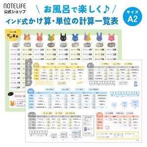 単位の計算表 インド式かけ算 セット お風呂ポスター 算数 a2 (60×42cm) 見やすくてわかりやすい 日本製 防水 ノートライフ 学習ポスター インド式かけ算 学習 お風呂 ポスター インド式 中学受験 小学生 おもちゃ 知育 中学受験 おすすめ おしゃれ (いぬ、ねこ、うさぎ)