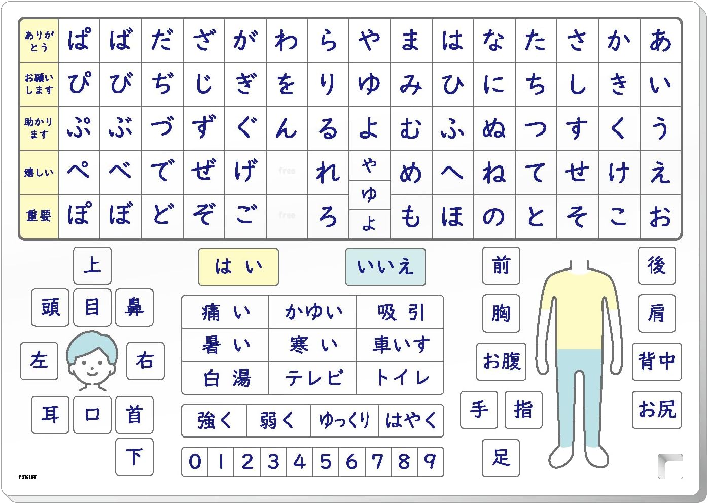 スケルトン(透明） 言語障害 介護用50音 介護用 ノートライフ a3 サイズ(42×30cm) コミュニケーションシート あいうえお表 ひらがな (アクリル) ( 幼児 平仮名 老人 敬老の日 プレゼント 寝室 介護 リハビリ 介護士 介護福祉士 看護 病院 保育士 ケア ヘルパー )