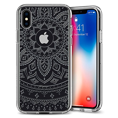 Spigen iPhone XS ケース/iPhone X ケース クリア パターン 耐衝撃 米軍MIL規格取得 5.8インチ 対応 TPU ソフトケース 傷防止 レンズ保護 薄型 軽量 ワイヤレス充電 リキッド・クリスタル 057CS22120 (シャイン・クリスタルクリア)