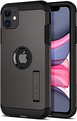 【Spigen】 iPhone11ケース 耐衝撃 米軍MIL規格取得 スタンド機能 カメラ保護 傷防止 衝撃 吸収 Qi充電 ワイヤレス充電 タフ・アーマー 076CS27189 (ガンメタル)