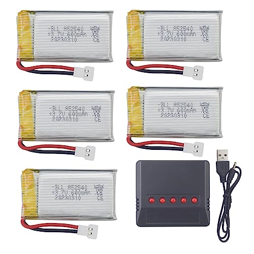 5PCS 3.7V 600mAh リチウム電池 5 in 1充電器 に適応 Syma X5C X5C-1 X5SC X5SW H5C V931 S5C S5W SS40 FQ36 T32 T5W H42 X708 X708W X709W E32HW CW4 4軸航空機アクセサリーリモートコントロールヘリコプターリチウム電池