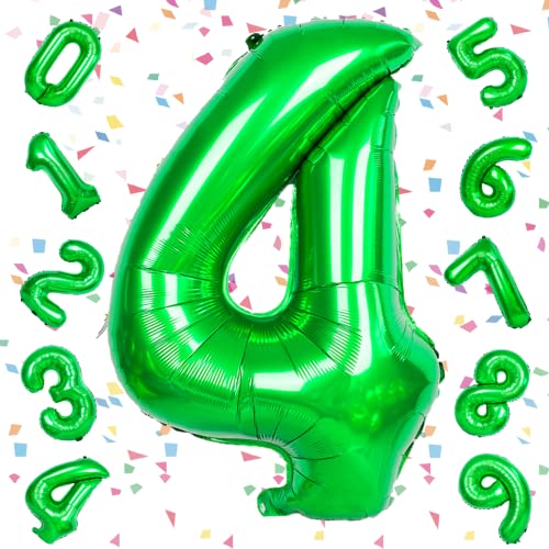 EXGOX 数字 バルーン 大きい グリーン 誕生日 ナンバー 4 アルミ風船 32インチ ハッピーバースデー パーティー 成人式 入学 卒業式 記念日 お祝い 飾り付け