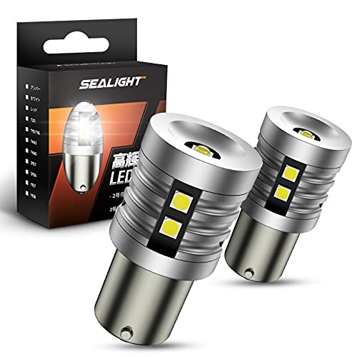 SEALIGHT S25 LED シングル バックランプ 高輝度 3000ルーメン 25W 6500K キャンセラー内蔵 後退灯 ピン角180° バックライト S25 1156ホワイト12V 無極性 50000時間以上寿命 (2個入り)