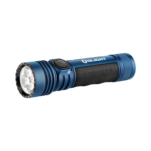 OLIGHT(オーライト) Seeker 4 Pro 懐中電灯 ledライト フラッシュライト ハンディライト MCC＆Type-C充電式 4600ルーメン ロック機能 小型 IPX8防水 ホルスター付き アウトドア 防災 工事 護身用 (ブルー-CW)