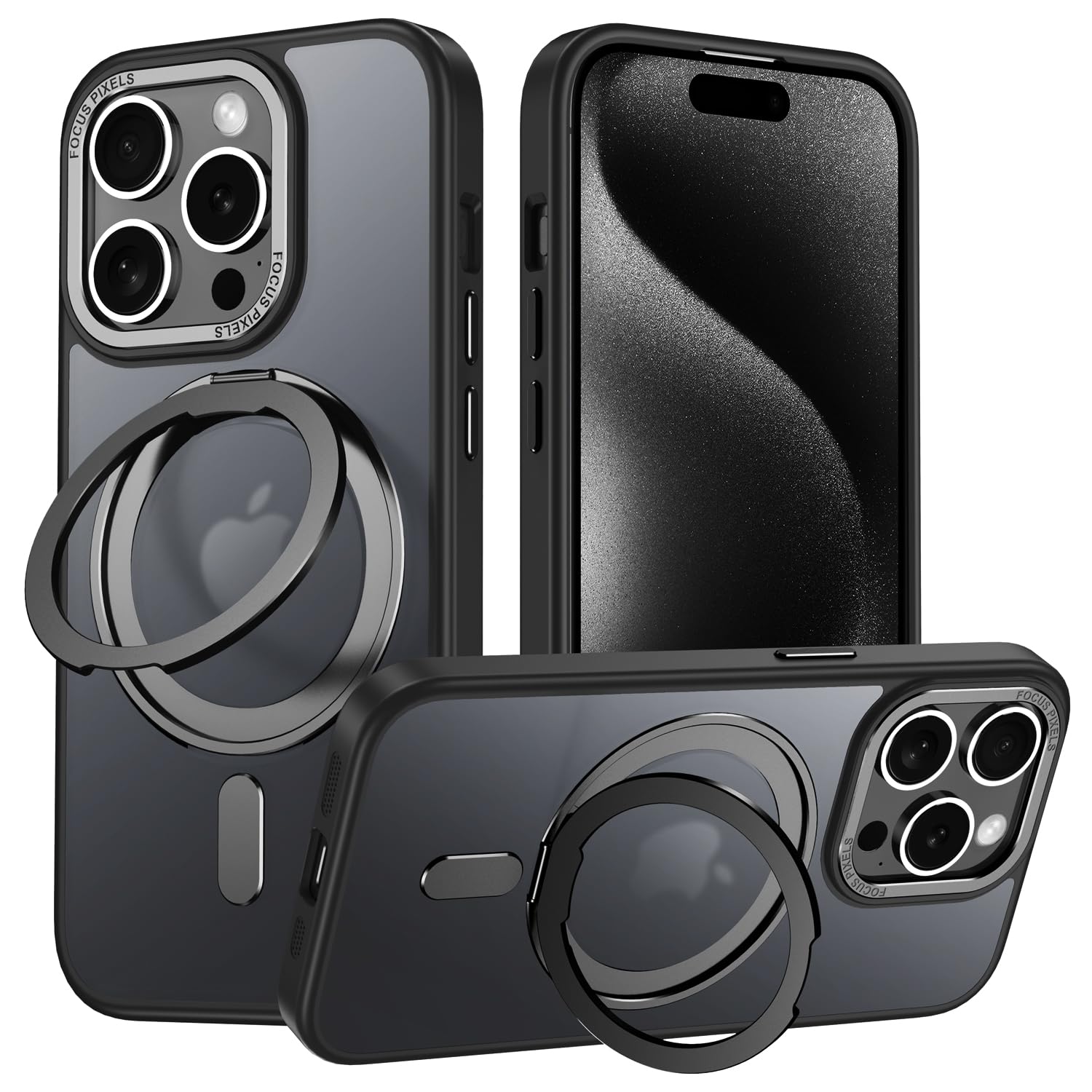 iPhone 15 Pro Max Ŭ  Magsafeб ե15ץޥå С 360ž Uovon ޥۥ ۥ 15promax ӥ 磻쥹 ֺܥۥ б ȥå׷դ ȾƩ ɻ ?ɻ  ֥å
