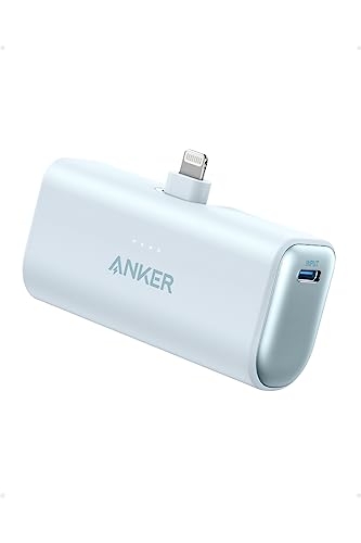 Anker モバイルバッテリー Anker Nano Power Bank (12W, Built-In Lightning Connector) (モバイルバッテリー 5000mAh 小型コンパクト)【MFi認証済/PowerIQ搭載/ライトニング端子一体型】 iPhone 14 / 13 / 12 シリーズ (ブルー)