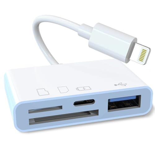 【2023 MFi正規認証品】iPhone SDカードリーダー 4in1マルチ機能 カードリーダー lightning用 USB SD/TF変換アダプタ USB3.0高速データ伝送 スマート双方向 同時充電 写真/ビデオ高速転送 設定不要 USBカードリーダー メモリカードリーダー OTG変換ケーブル