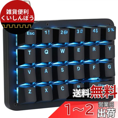 Koolertron 片手キーボード マクロキーボード ゲーミングキーボード メカニカルキーボード バックライト カスタマイズ可能 左手デバイス 23キーフルプログラマブル ブラック 赤軸 ミニキーボード テンキー ショットカットキー 小型キーボード Type-C有線 ポータブル イラ
