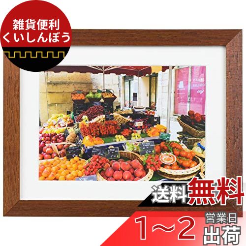 Kenko 額縁 NEW ガーデン 2L ガラスタイプ 木製フレーム ブラウン MNGA-2L-BR