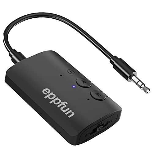 eppfun AK3040C Bluetooth 5.2 aptX-Adaptiveトランスミッターレシーバ ー 小型 低遅延 受信機 送信機 aptX LL aptX HD AAC 対応 2台同時接続 ブルートゥース トランスミッター 車載 PC テレビ スピーカー 飛行機 使用可能