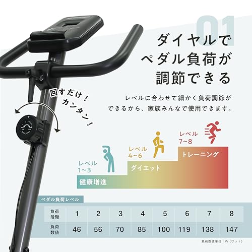 アルインコ(ALINCO) フィットネスバイク エアロバイク 家庭用 8段階負荷 角度調節 サドル調節 シンプル操作 表示メーター タブレットトレー 静音 健康器具 ダイエット器具 エアロマグネティ