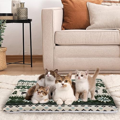 Happihausuペットクッション ペット マット ふわふわ あったか 犬マット スクエア型 ペットベッド 洗える 可愛い 保温布団 冬用 クリスマス模様 小...